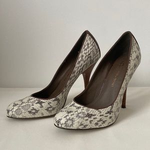 B. Makowsky Neve Snake Print Leather Round Toe Heels